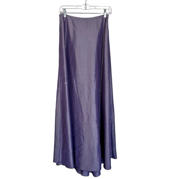 Express Purple Iridescent Silky A-line Event Back Pleat Maxi Skirt Size 5/6 - Picture 1 of 8